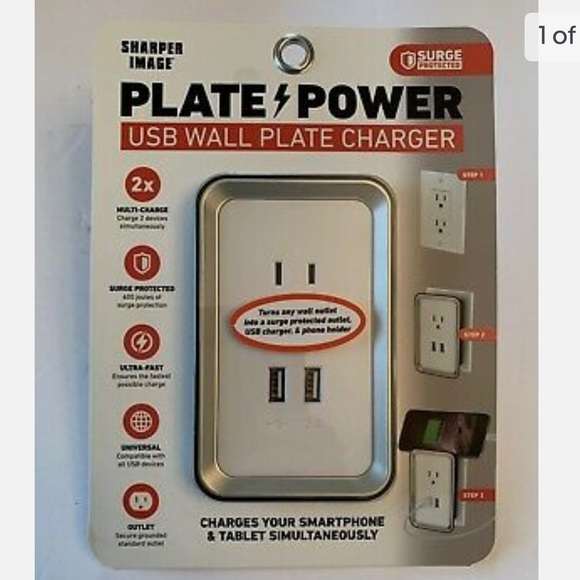 Sharper Image Plate Power USB Plug - Picture 1 of 3